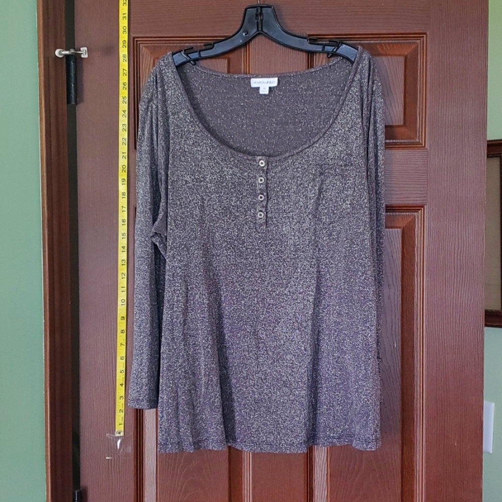 Silver metallic long sleeve top